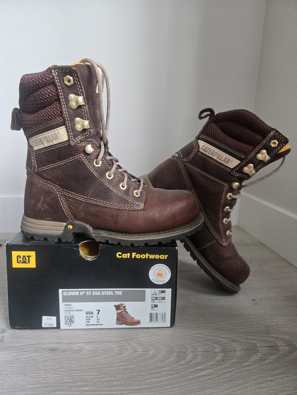 Caterpillar Brown Leather Work Boots - Lace Up Steel Toe